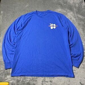 Trader Joe's Blue Color LONG SLEEVE‎ T-Shirt Mens Size XL 22x27 Vintage Retro